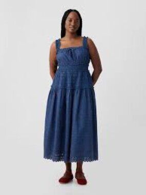 Gap x Dôen Eyelet Denim Midi Dress